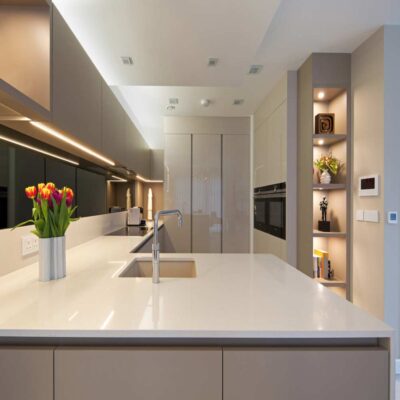modular kitchen in acrylics, beautiful designer modular kitchens with inbuilt lights