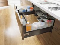 intivo drawer system by blum with frosted glass on sides