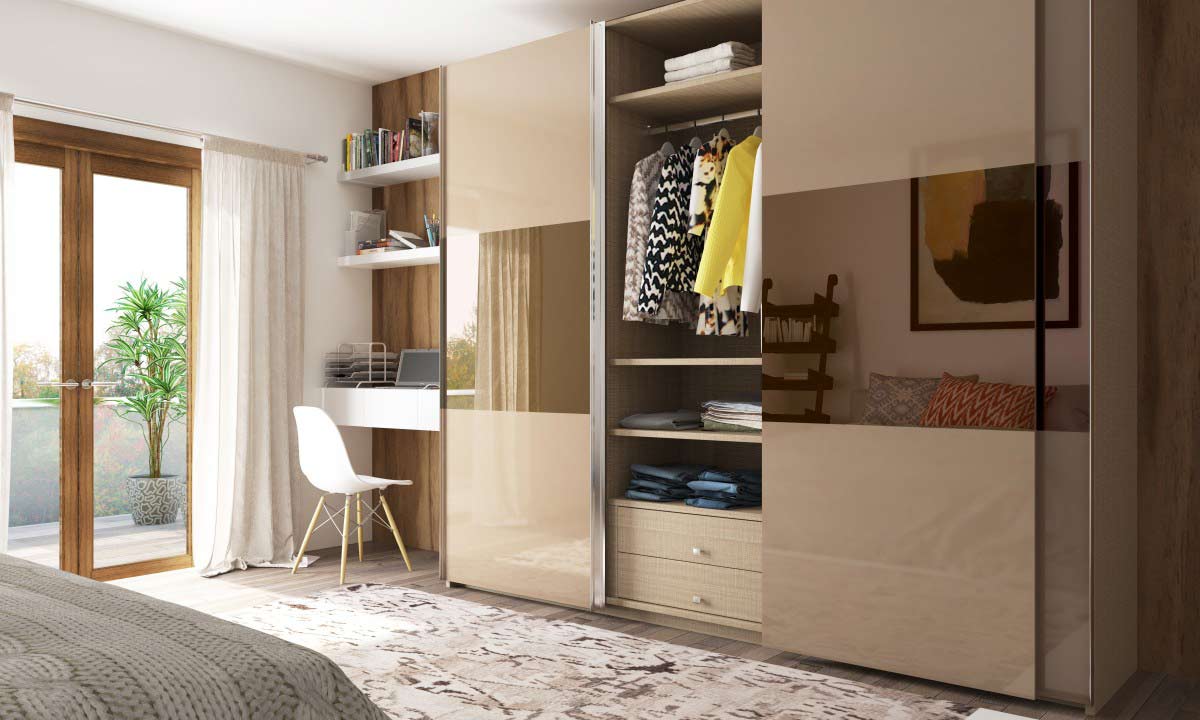 wardrobe designs and wardrobes made in lacquer glass in noida by design indian kitchen company